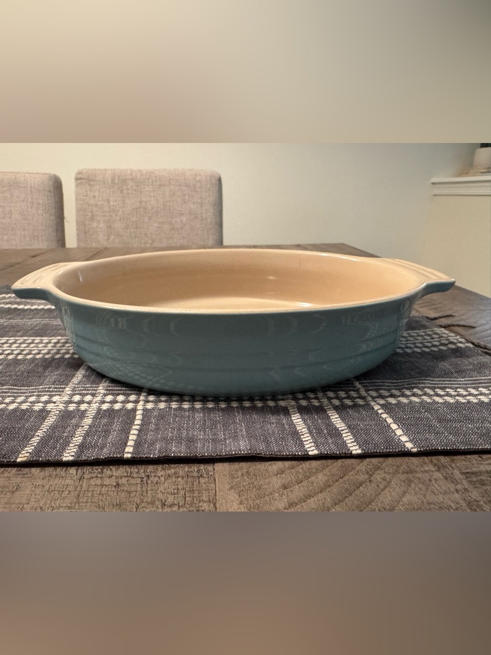 Le Creuset Small Oval Baking dish. #16-21. Light blue.